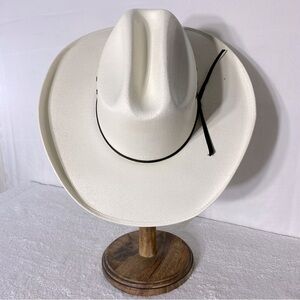 White Western Cowboy Hat With Black Band S/M Rodeo Stampede Rancher Bull Rider